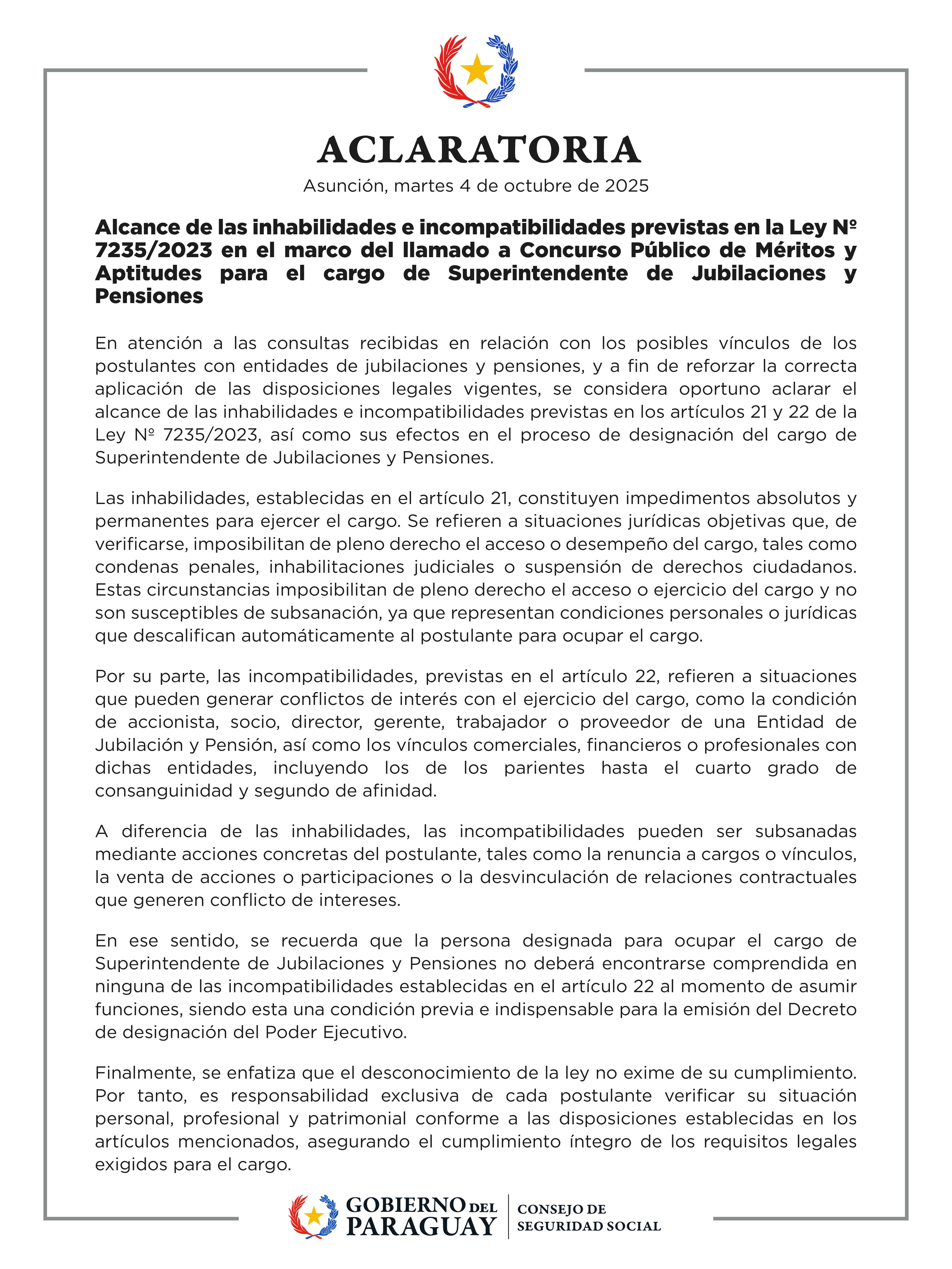 Comunicado MEF 4 de noviembre 2025