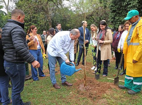 Ministro planta un árbolito