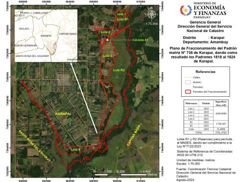 Mapa de regularización de tierras en Karapaí y Marina Cué