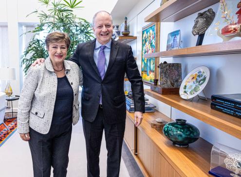 Ministro Carlos Fernández y Kristalina Giorgeva, directora gerente del FMI