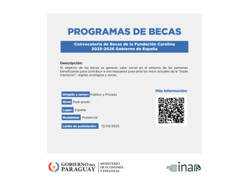 Flyer becas INAPP con la Fundación Carolina
