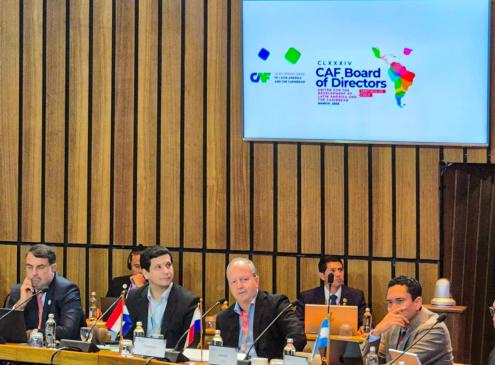 Ministro Fernández en reunión de CAF
