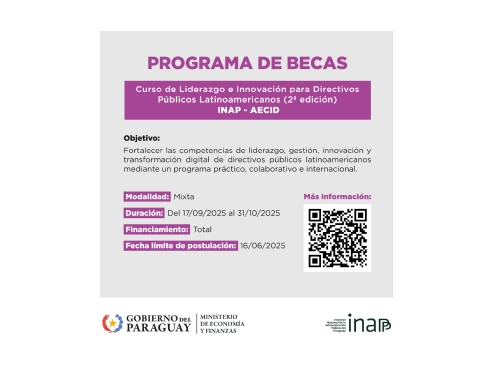 Flyer INAPP postulación para la segunda edición del Curso de Liderazgo e Innovación para Directivos Públicos Latinoamericanos